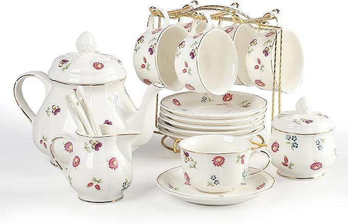 Sweejar 23 Pcs Floral Tea Sets by Sweejarco1949