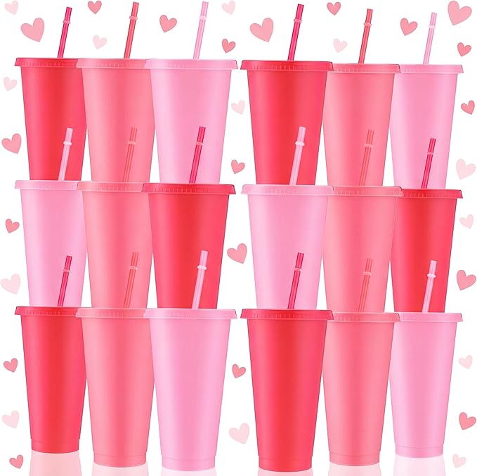 Skylety 24 Pcs Hot Pink Plastic Cups by Skylety