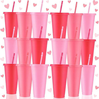 Skylety 24 Pcs Hot Pink Plastic Cups by Skylety