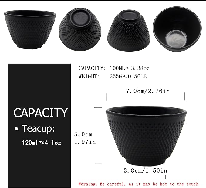 Japanese Cast Iron Tea Cups, Small and Heavy Teacups - Image 5