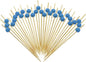 Minisland Sky Blue Pearl Cocktail Picks, 4.7 Inch Long Bamboo Fancy Toothpicks for Appetizers, Decorative Baby Shower Birthday Party Food Drink Garnish Fruit Kabob Skewer Sticks 100 Counts - MSL154