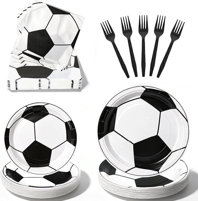 100 Pcs Disposable Soccer Party Tableware Set by Unknown
