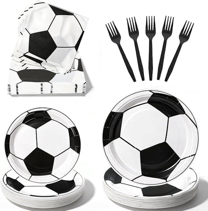 100 Pcs Disposable Soccer Party Tableware Set by Unknown