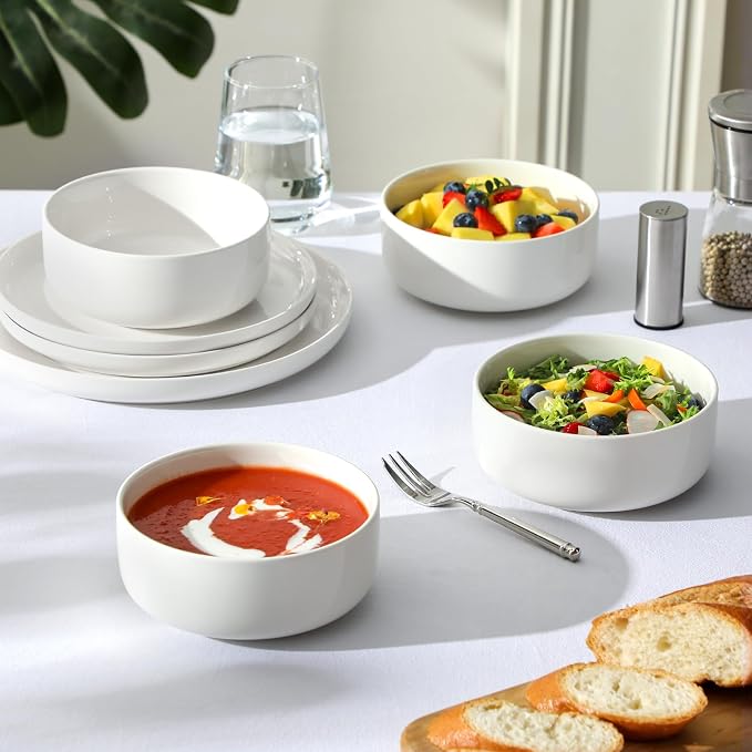 MALACASA 24 OZ Ceramic Bowls Set of 4, Dishwasher Microwave Oven Safe, Series - Image 5