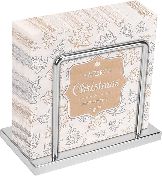 Livabber Napkin Holder, Metal Napkin Storage Modern Freestanding Tissue Paper Dispenser for Table Kitchen Countertop (Metal Base, Chrome)
