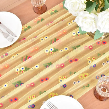 Flower Table Runner Floral Daisy Summer Birthday Party Garden Wedding Decor | - Image 4