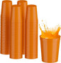PartyPrints 100 Pack 16 oz Orange Reusable Blank Plastic Cups, Stadium Cups by PartyPrints