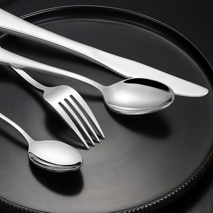 40-Piece Silverware Set, CXJY Stainless Steel Flatware Cutlery Set Service - Image 5