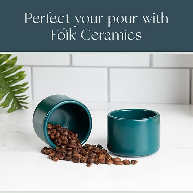 Folk Ceramics Leonard Ceramic Espresso Cups, Thick Walled, Handleless, - Image 8