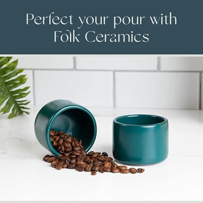 Folk Ceramics Leonard Ceramic Espresso Cups, Thick Walled, Handleless, - Image 8
