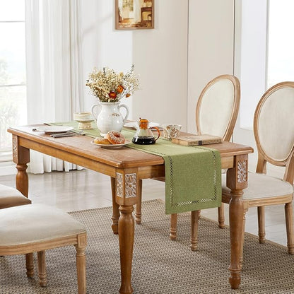 Rustic Burlap Table Runner, Sage Green Table Runners 72 inches Long | Double - Image 5