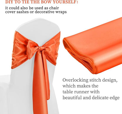 12 Pack Orange Satin Table Runner 12 x 108 Inch Long Premium Table Runners - Image 3