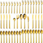 Alata Cube Gold 45-Piece Flatware Set, Forged Cutlery Set, Matte Gold Silverware Service for 8, Stainless Steel Tableware with Square Handle for Home/Restaurant, Dishwasher Safe