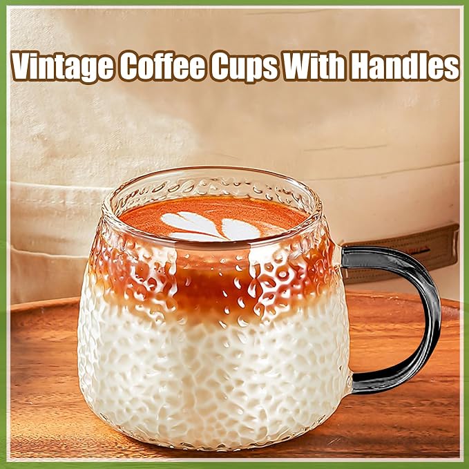 Viovian 15oz Vintage Glass Coffee Mugs Set of 6 Coffee Cups - Image 6