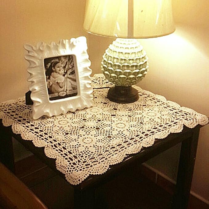 Cotton Handmade Crochet lace Table Runners Square Tablecloth Doilies Doily by Unknown