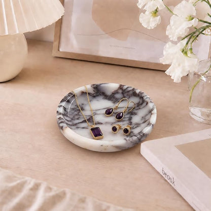 Small Natural Marble Jewelry Tray Key Plate Holder Dish Trinket Decor Catch All - Image 5