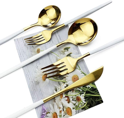 JASHII 30-Piece Stainless Steel Satin Finish Flatware Set, Mirror Polished - Image 4
