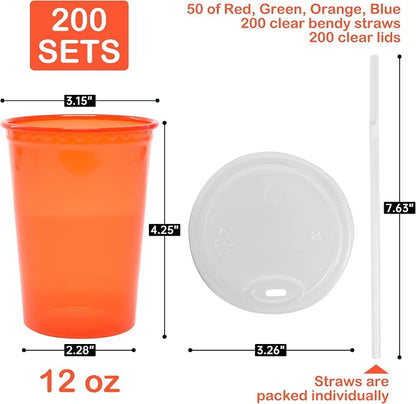 L LIKED 200 Pack 12oz Kids Cups, Spill Proof Party Cups - Image 2