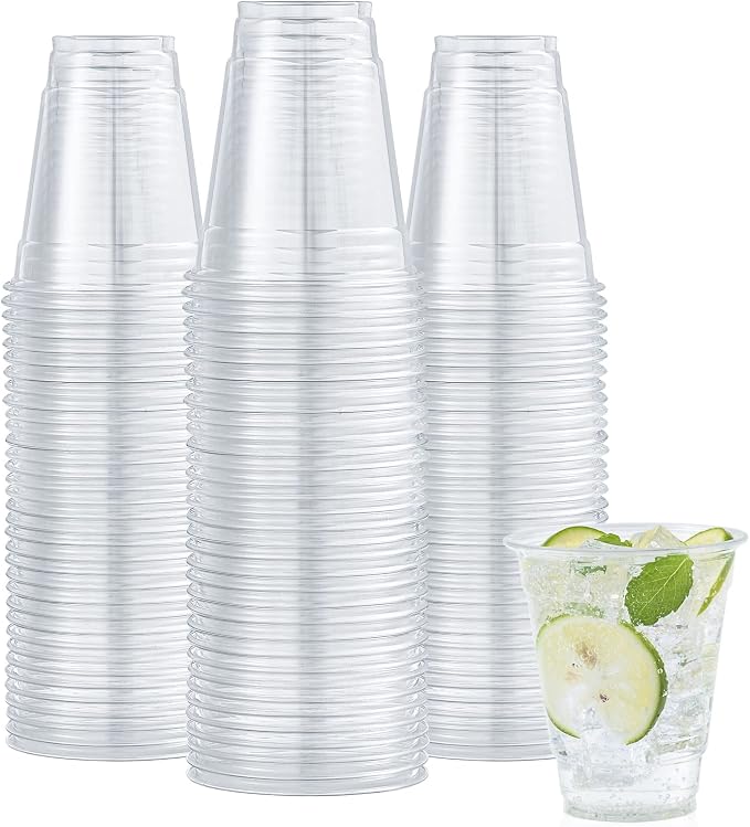 Turbo Bee 100 Pack 12 OZ Clear Plastic Cups, Disposable Crystal Plastic Party by TurboBee