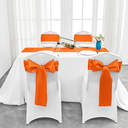 4-Pack Orange Satin Table Runner 12 x 108 Inch Long Bright and Smooth Silk - Image 4