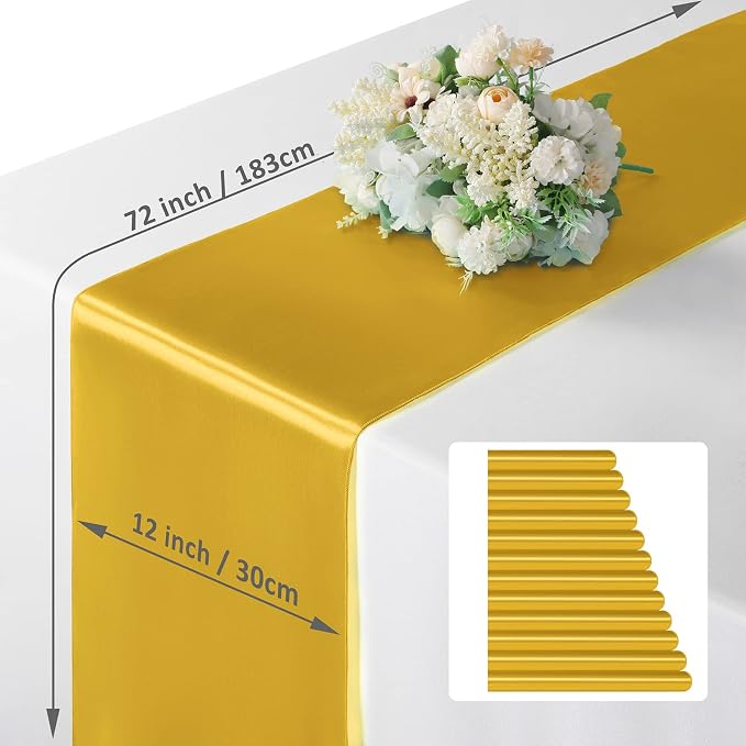 Manyshofu Gold Satin Table Runner 12x72 - Image 5