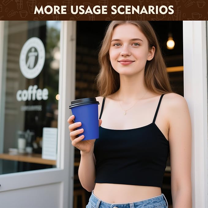 YEEHAW 16 oz Coffee Cups with Lids, 100 Pack | Heat & leak-proof paper - Image 5