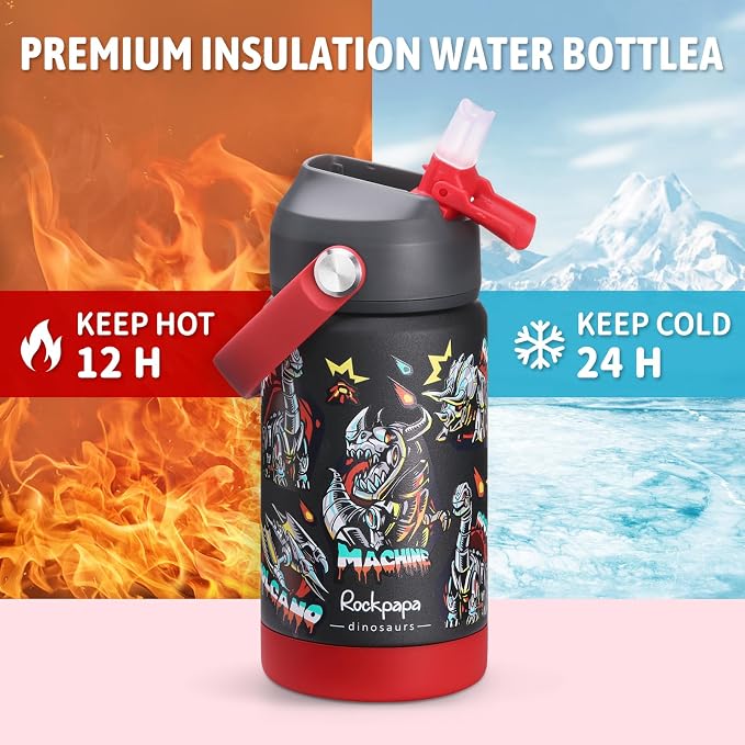 rockpapa 14 oz Kids Insulated Water Bottle，Stainless Steel Toddler Cups - Image 3