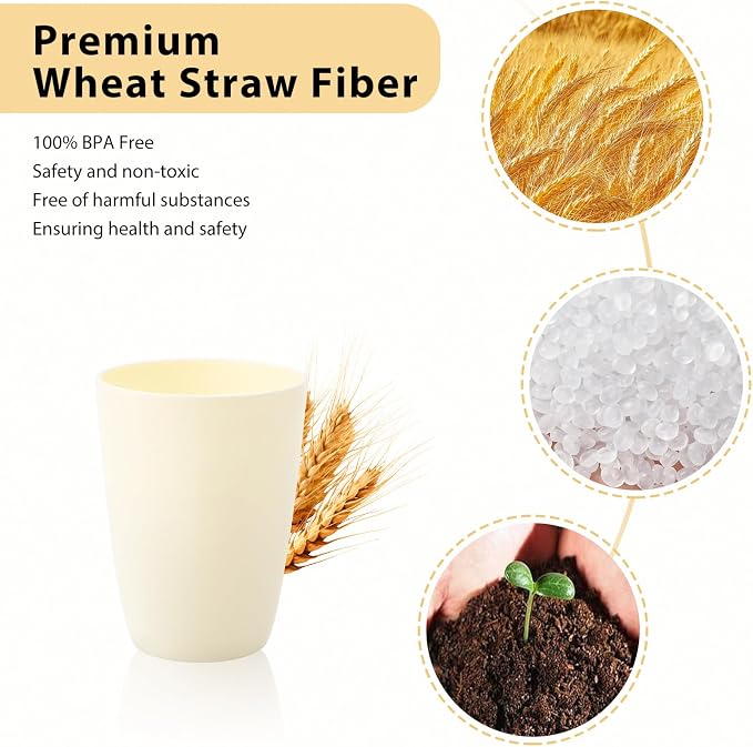 Lazycorner Wheat Straw Cup 12 Pcs Drinking Unbreakable Drinking Cup Reusable - Image 3