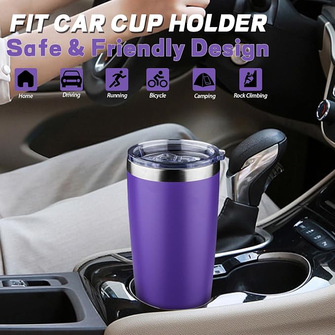20 oz Tumbler with Lids and Straws, Stainless Steel Insulated Coffee Tumbler - Image 6