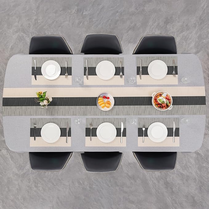 Table Runner 53 Inches Long, Vinyl Woven Farmhouse Table Runners | Washable - Image 8