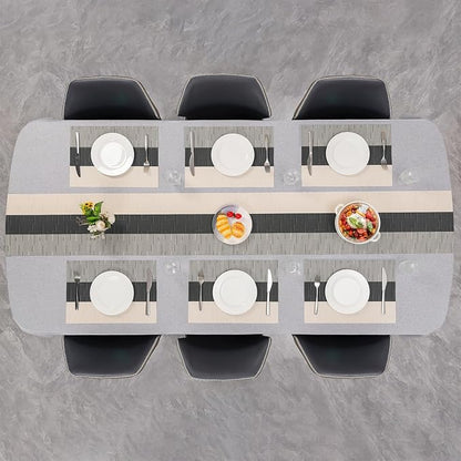 Table Runner 53 Inches Long, Vinyl Woven Farmhouse Table Runners | Washable - Image 8
