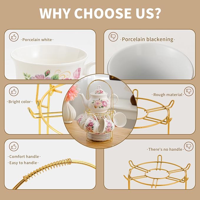 20-Pieces Porcelain Tea Sets For Women, Tea Set For Adult - Image 7