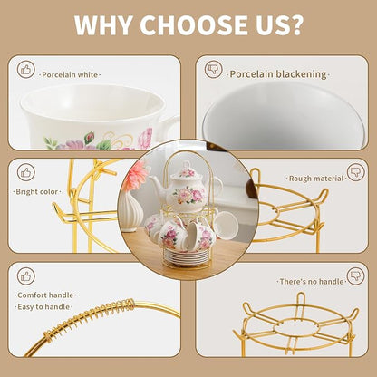 20-Pieces Porcelain Tea Sets For Women, Tea Set For Adult - Image 7