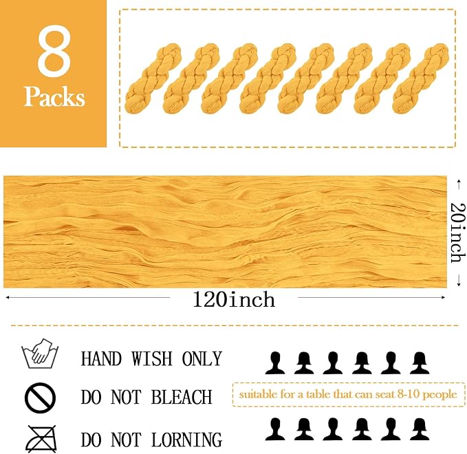 8 Pack Gold Cheesecloth Table Runner 20 x 120 inch Gauze Table Runners 10 FT - Image 2
