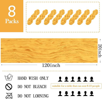 8 Pack Gold Cheesecloth Table Runner 20 x 120 inch Gauze Table Runners 10 FT - Image 2