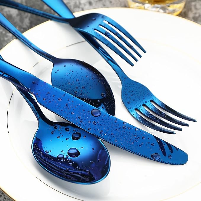 Blue Silverware Set Flatware Cutlery - Image 3