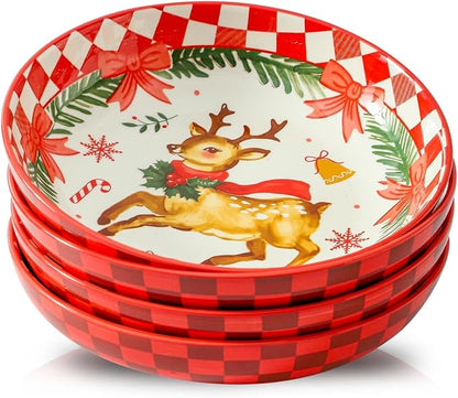 glowworm Pasta Bowls, 38 Oz Ceramic Salad Bowls Set of 4, Serving Bowls for Ramen, Fruit, Dishwasher & Microwave Safe