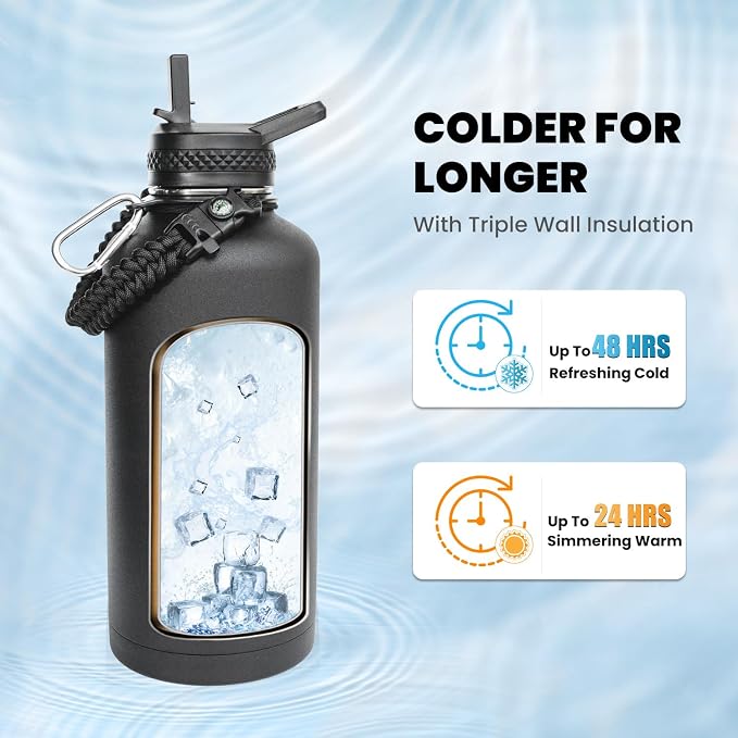 RAYMYLO Insulated Water Bottle 87 oz, Triple Wall Vacuum Stainless Steel | - Image 2