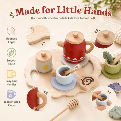 Wooden Red Tea Set Toys - Image 6