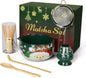 Christmas Gifts Matcha Whisk Set, Ceramic Matcha Set Includes Bowl & Holder, Bamboo Whisk (Chasen), Scoop, Spoon and Sifter, 6PCS Matcha Kit Covers Everything Needed for Making Matcha