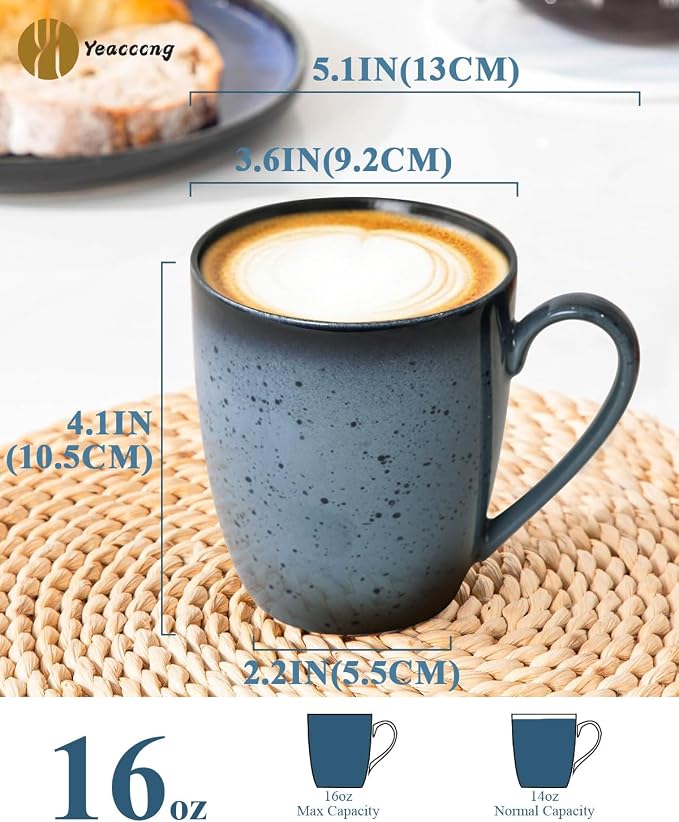 Yeacccng Modern Minimalist Coffee Mugs Set of 6, Cappuccino Cups Set, 16 Oz - Image 2