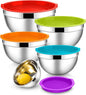 E-far Mixing Bowls With Lids Sets of 5, 10-Piece Stainless Steel Salad Metal by E-far