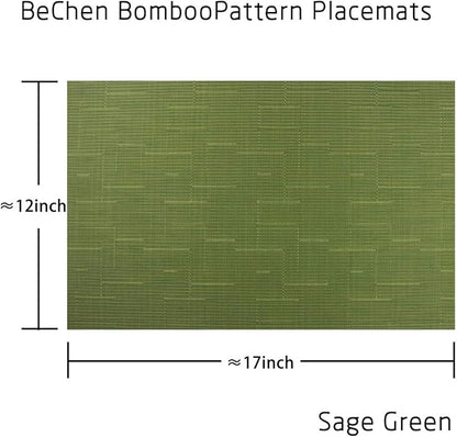 Plastic Placemats,Non Slip Washable Placemats for Dining Table Wipe Clean Table Mats Set of 6 (Sage Green)