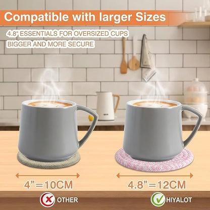 Cotton Coaster Set, Blush Pink 4.8'' Large Drink Coasters, Woven Coasters - Image 2