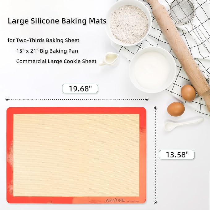 AMYONE Silicone Baking Mat for 2/3 Size Sheet Pan, 15x21" Big | Food Grade - Image 2