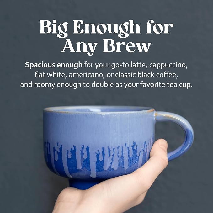 NOVA CERAMICS Blue Coffee Mug - 16 oz Ceramic Mug - Neptune | Blue Mug Style - - Image 7
