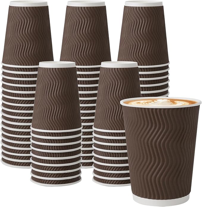 BYSNOW 150 Pack 12 oz Coffee Cups, Insulated Disposable Hot Paper Cups | by BYSNOW
