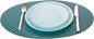 Nikalaz Oval Placemats Set (Pack of 4) Recycled Leather Table Mats 18 x 13 inches (45.7 x 33 centimetres), Kitchen Dining Table Decor by Nikalaz (Petroleum Green)