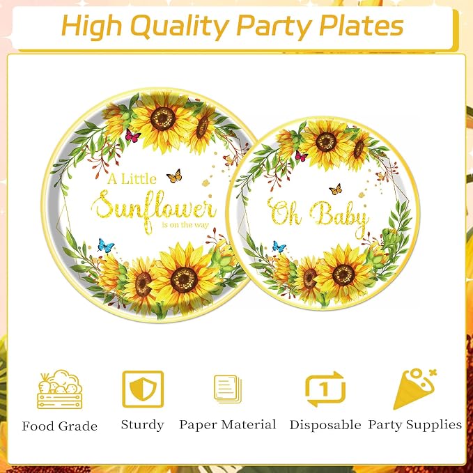 Rakuto Sunflower Baby Shower Decorations Supplies, A little Sunflower is on the - Image 4