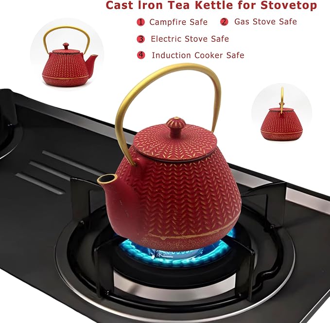 Small Cast Iron Tea Kettle for Stovetop Safe, Durable Teapot - Image 4